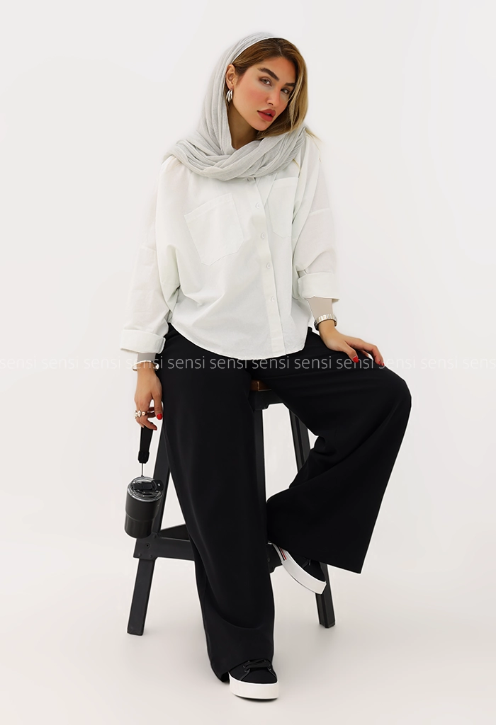 شومیز زنانه لینن باکسی کیمونو کد1006057